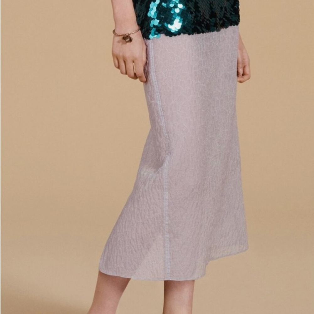 Zara Contrast Sequinned Skirt Limited Edition Dusty Mauve Size XS S 2630/800 NWT - Picture 3 of 8